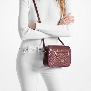 Michael Kors Jet Set Large Metallic Logo Jacquard Crossbody Bag